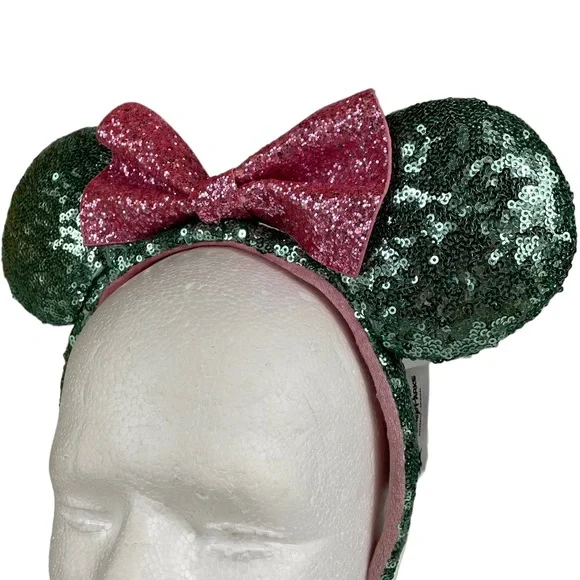 Disney Parks Sequin Pink Mint Glitter Limited Edition Minnie Mouse Adult Ears OS Millenial Pink Sequin & Rhinestone Minnie Mouse Ears  main image 4